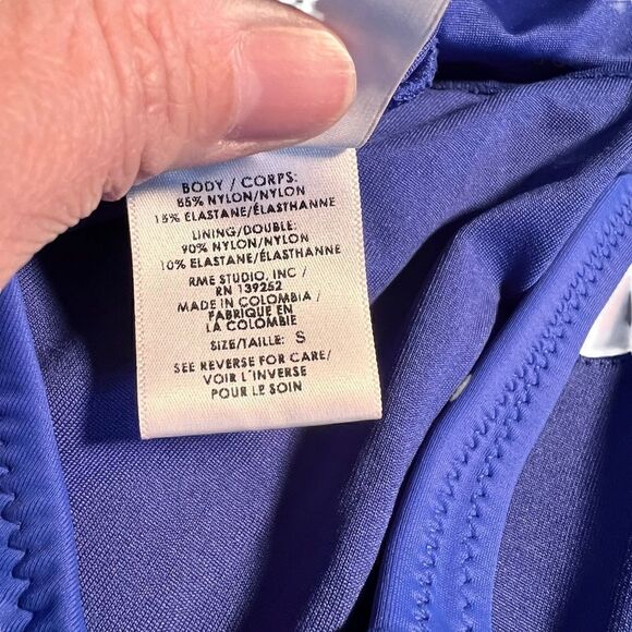 Peixoto Flamingo One Piece blue V neck halter back swimsuit S - Picture 8 of 9